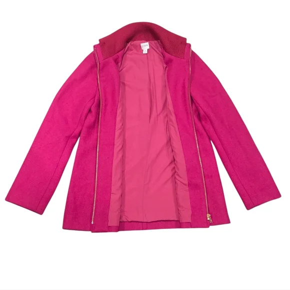 J Crew Wool Coat Wool Village Coat Classic Tailored Fuschia Pink Size 8 - Picture 8 of 11